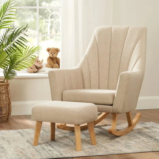 Tutti Bambini Jonah Rocking Chair & Foot Stool - Stone