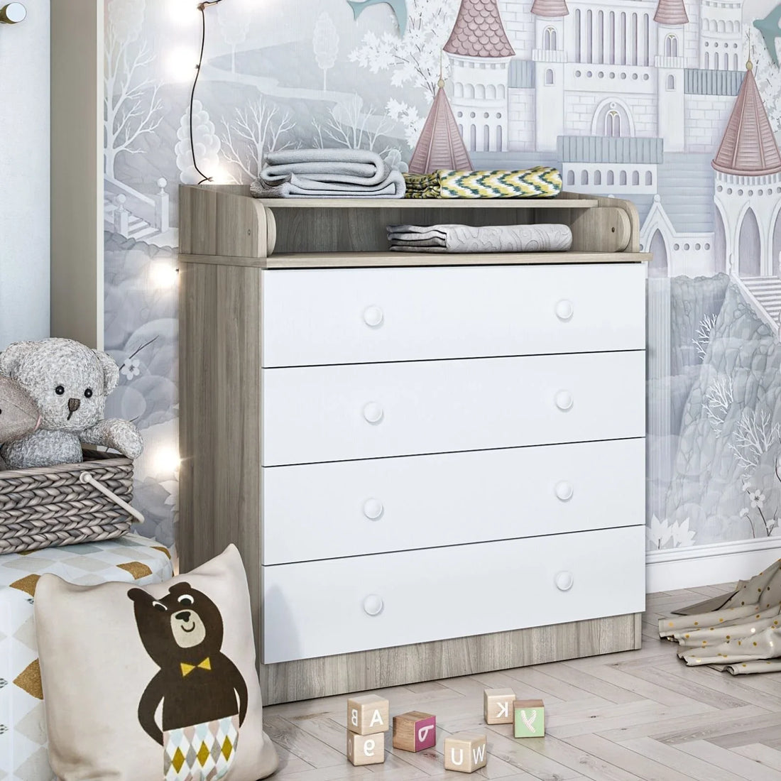 Shefa Kids 800 Changing Dresser – Elm & White