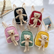 Cute Bear Doll Mini Canvas Kindergarten Backpack image 2