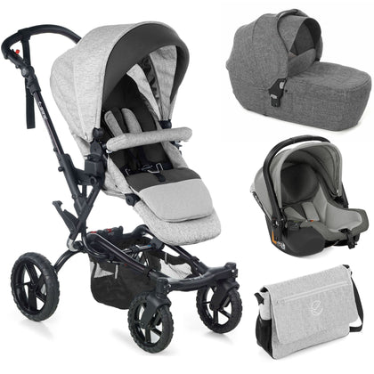 Jané Crosswalk-R All-Terrain Travel System with Carrycot & Koos iSize R1, Tech Mouse / Black Grey