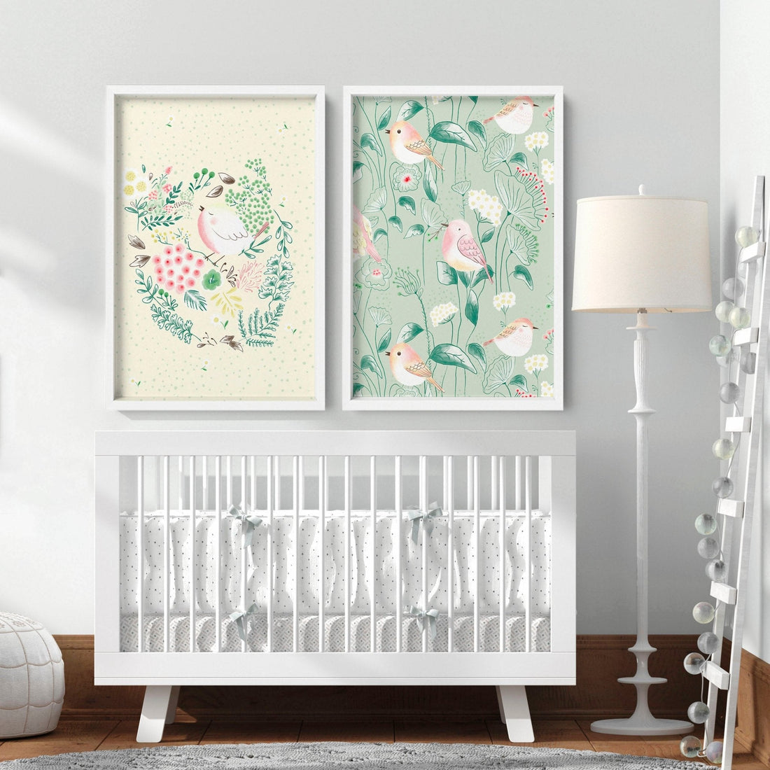 Bird & Floral Nursery Wall Art Prints – Set of 2