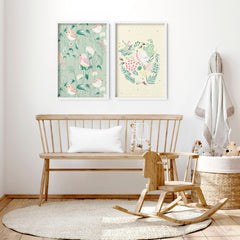 Bird & Floral Nursery Wall Art Prints – Set of 2