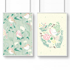 Bird & Floral Nursery Wall Art Prints – Set of 2