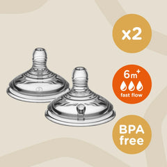 Tommee Tippee Closer to Nature Fast Flow Teats 6+ Months – Pack of 2