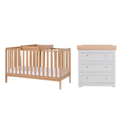 Tutti Bambini Malmo Cot Bed & Rio 2-Piece Furniture Set – Dove Grey & Honey Oak