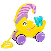 Wooden Animal Puppy Crocodile Trailer Children's Cartoon Parent-child Toddler Car Baby 3-6 Years Old Educational Toys image 8