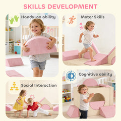 AIYAPLAY 12-Piece Modular Kids Play Sofa – Pink