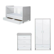 Ickle Bubba Pembrey Furniture Set Under Drawer Ash Grey & White 3 pcs - Fibre Mattress image 1