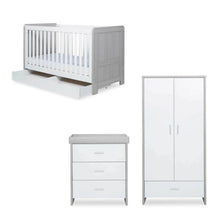 Ickle Bubba Pembrey Furniture Set Under Drawer Ash Grey & White 3 pcs - Fibre Mattress