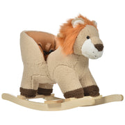 HOMCOM Plush Lion Rocking Toy with Sound – Brown (18–36 Months) image 1