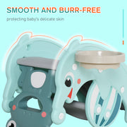 HOMCOM 3-in-1 Baby Rocking Horse Portable Slide Basketball Hoop Equipment Indoor Outdoor Playground Toy, Age 18-36 Months, Green image 4