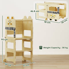 AIYAPLAY 3-in-1 Toddler Step Stool with Chalkboard – Natural