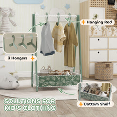 AIYAPLAY Children's Clothing Rack with Storage Shelf – Green