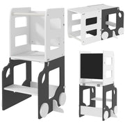 AIYAPLAY 4-in-1 Toddler Step Stool with Safety Rail – Grey image 9
