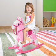 HOMCOM Plush Rocking Horse with Sound – Pink (3–6 Years) image 2
