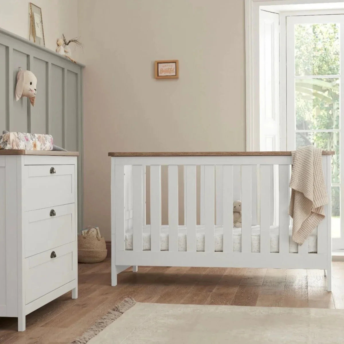Tutti Bambini Verona 2-Piece Nursery Furniture Set – White & Oak