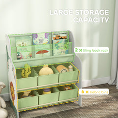 AIYAPLAY Kids Toy Storage Unit with Book Rack – Green