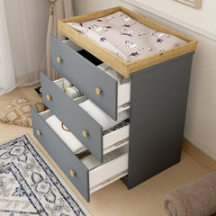 Shefa Kids 888 Changing Dresser – Graphite & Cremona Oak