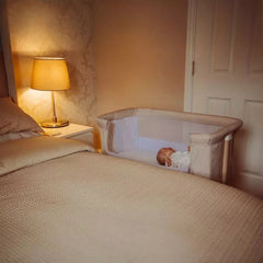 Red Kite Rockabye Bedside Crib - Oatmeal