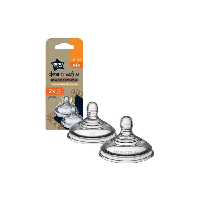 Tommee Tippee Advanced Anti-Colic Fast Flow Teats 6+ Months – Pack of 2