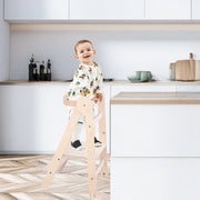 MamaToyz Folding Montessori Learning Tower – Natural Beech Wood image 21