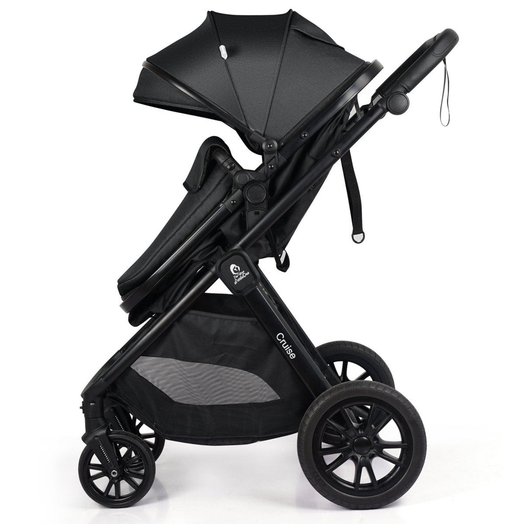 Cruise 3 In 1 Travel System With i-Size Car Seat - Eclipse Black (Free Cupholder / Seat Liner Included!)