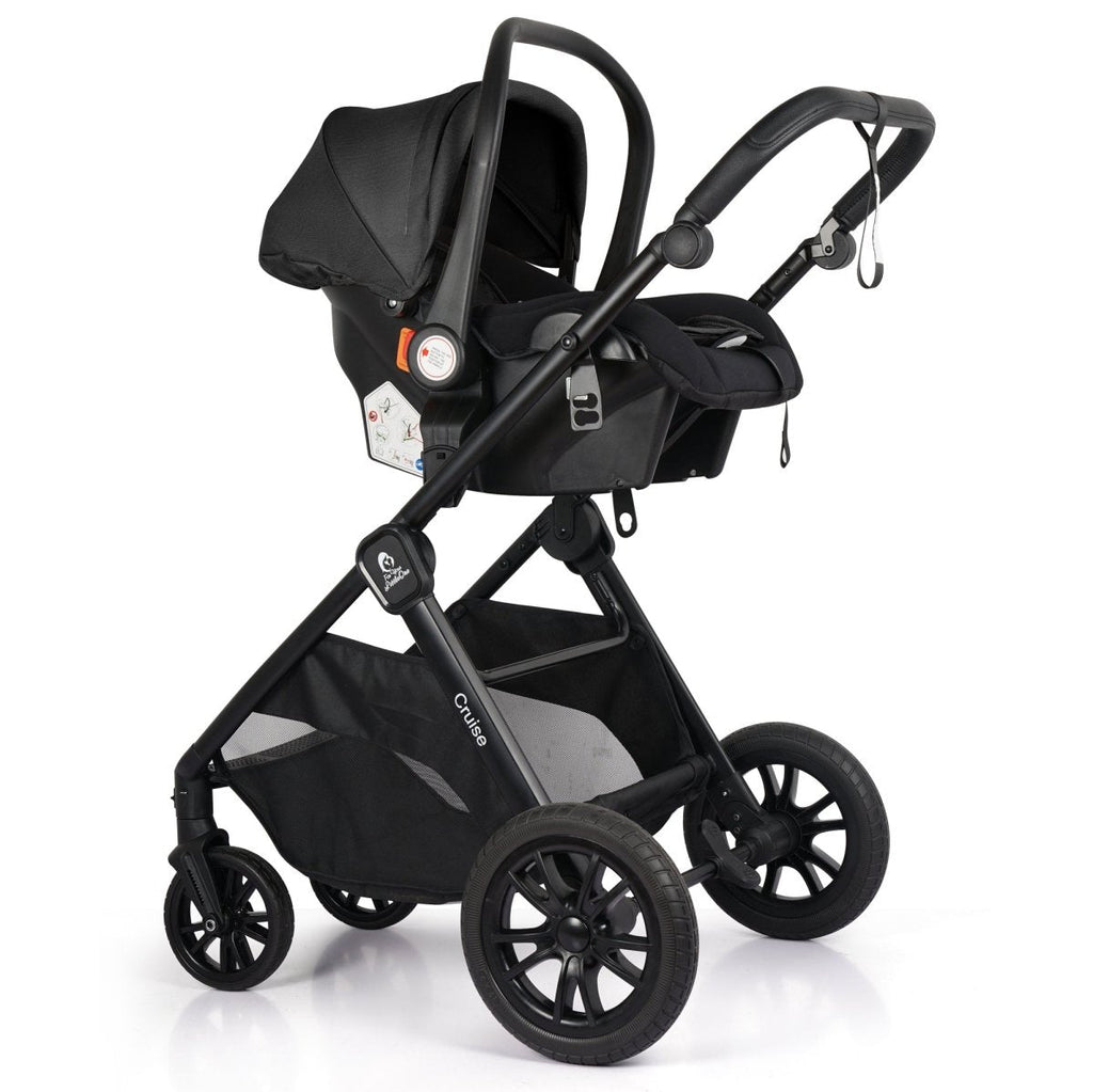 Cruise 3 In 1 Travel System With i-Size Car Seat - Eclipse Black (Free Cupholder / Seat Liner Included!)