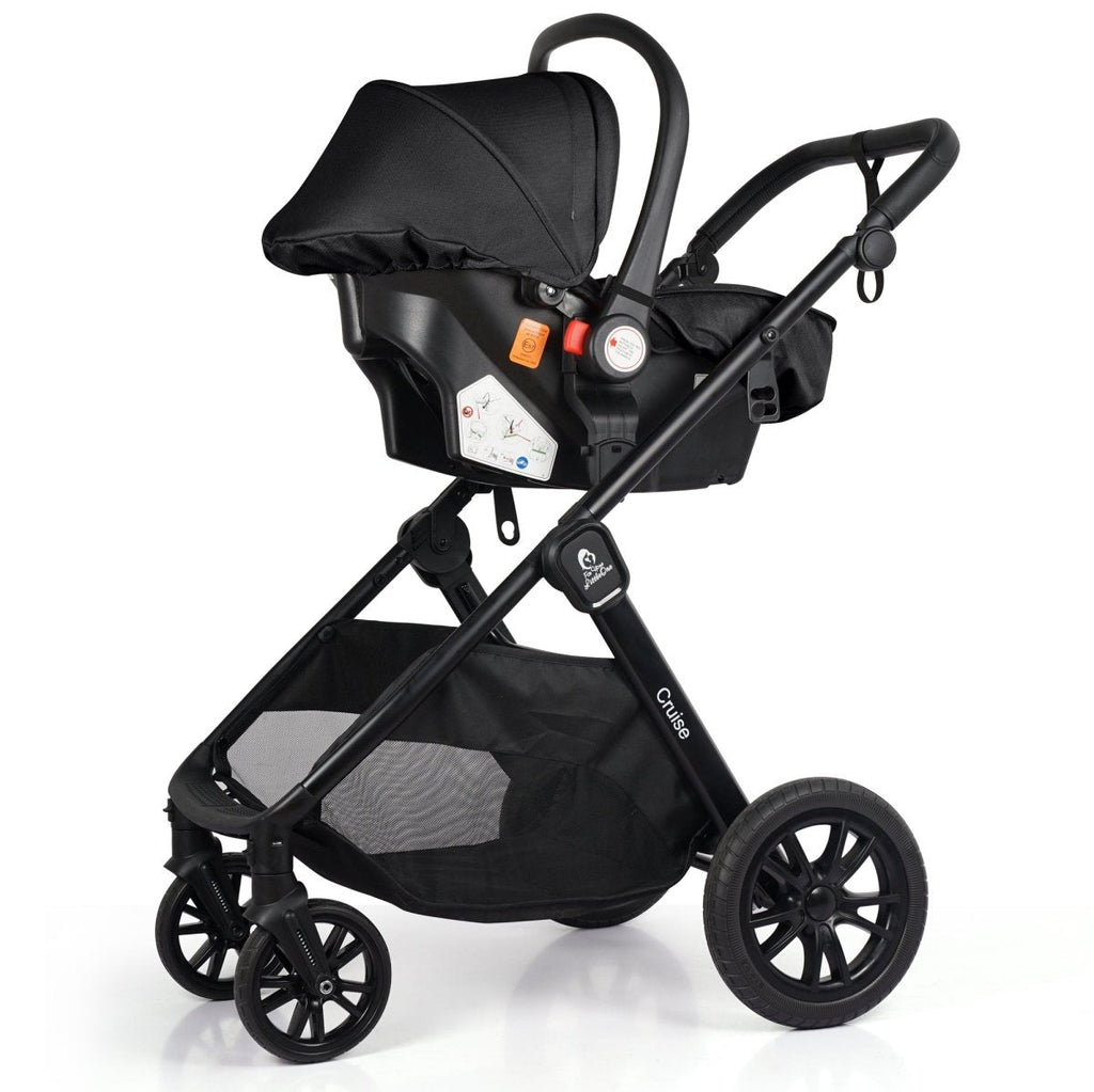 Cruise 3 In 1 Travel System With i-Size Car Seat - Eclipse Black (Free Cupholder / Seat Liner Included!)