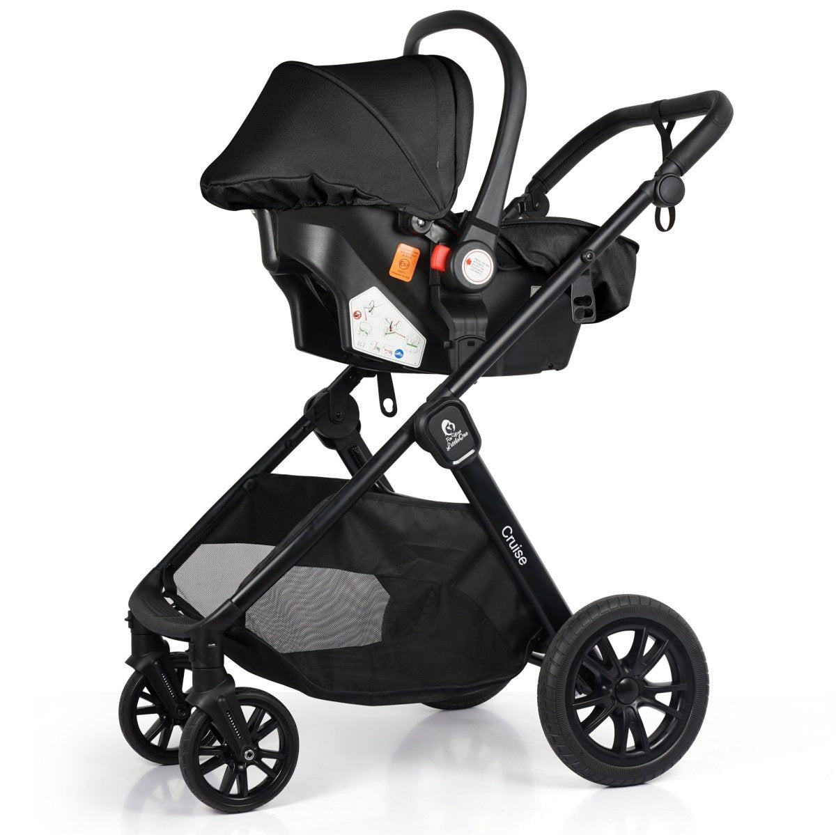 Cruise 3 In 1 Travel System With i-Size Car Seat - Eclipse Black (Free Cupholder / Seat Liner Included!)