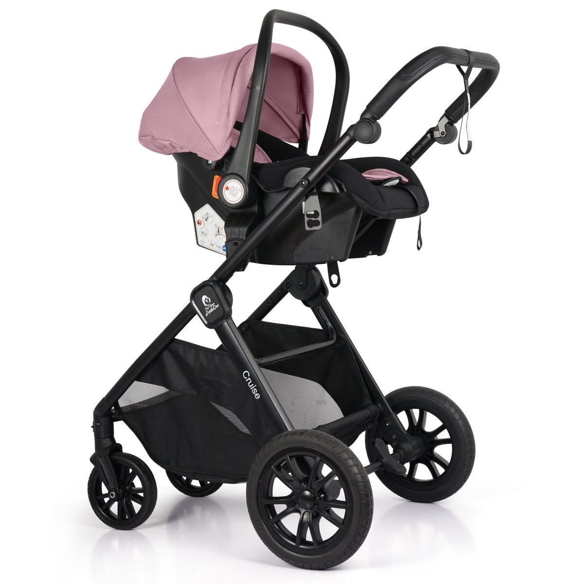 Cruise 3 In 1 Travel System With i-Size Car Seat - Blush Rose (Free Cupholder And Seat Liner Included!)