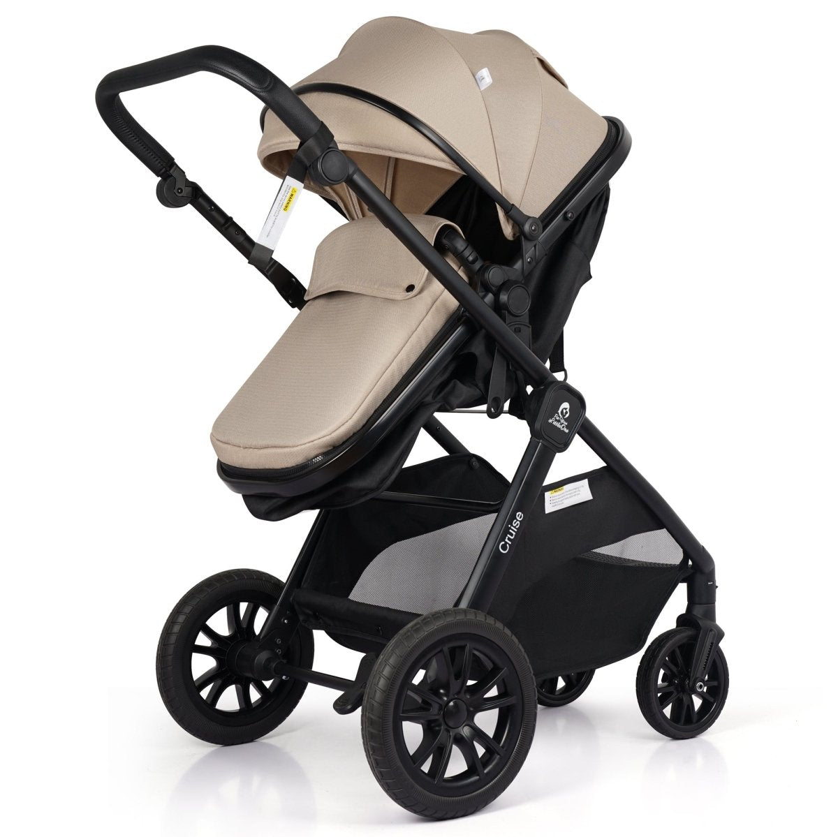 3 In 1 Travel System With i-Size Car Seat - Dune Beige (Free Cupholder And Seat Liner Included!)