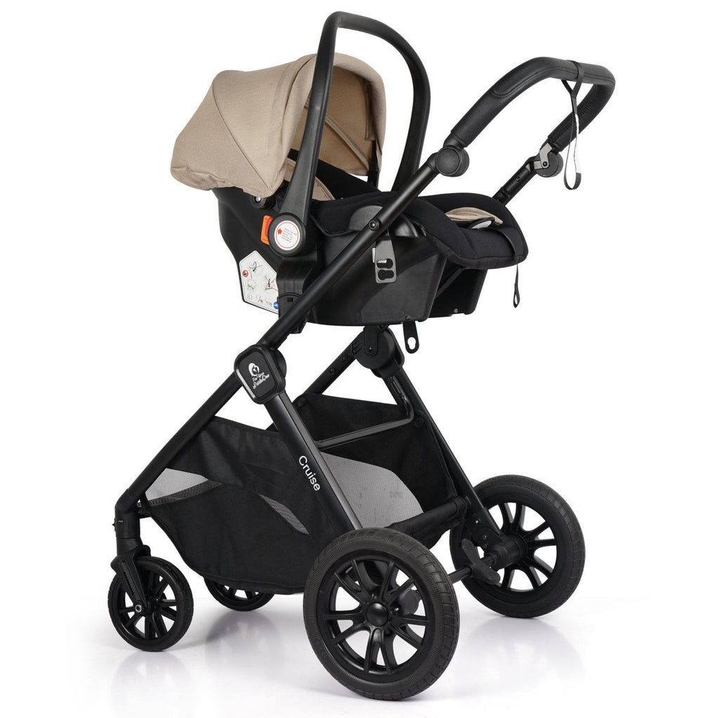 3 In 1 Travel System With i-Size Car Seat - Dune Beige (Free Cupholder And Seat Liner Included!)