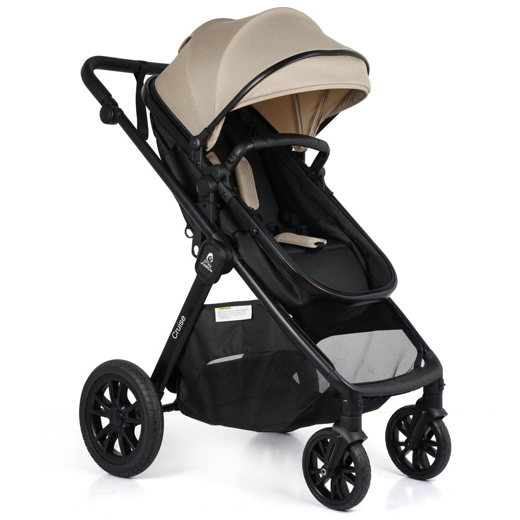 3 In 1 Travel System With i-Size Car Seat - Dune Beige (Free Cupholder And Seat Liner Included!)
