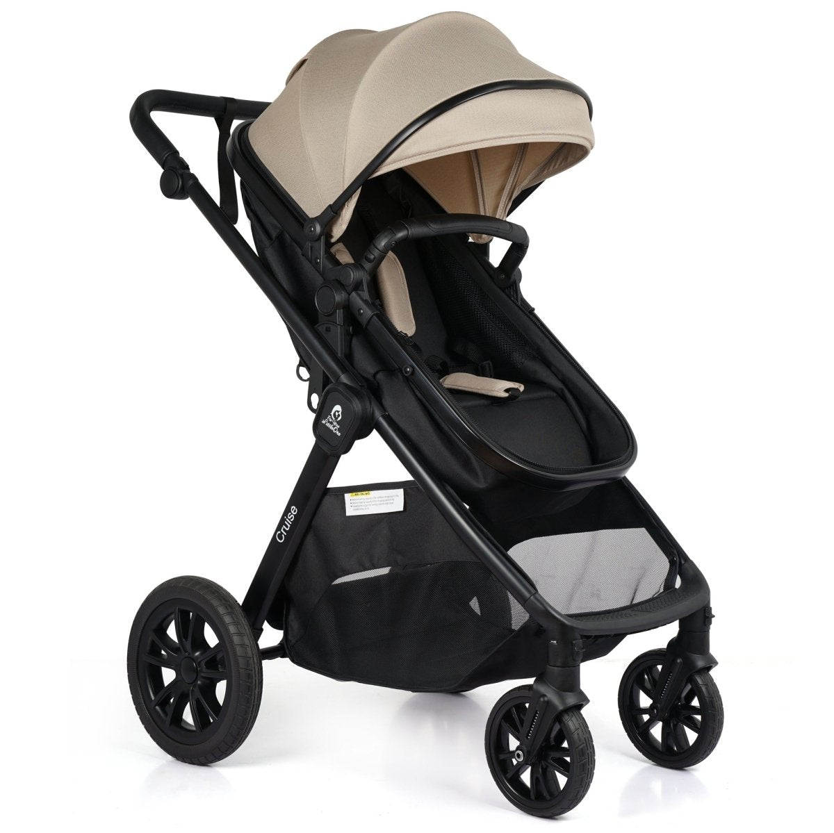3 In 1 Travel System With i-Size Car Seat - Dune Beige (Free Cupholder And Seat Liner Included!)