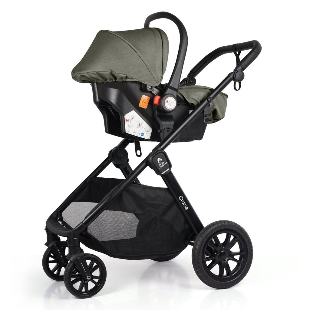 Cruise 3 In 1 Travel System With i-Size Car Seat - Pebble Sage (Free Cupholder And Seat Liner Included!)