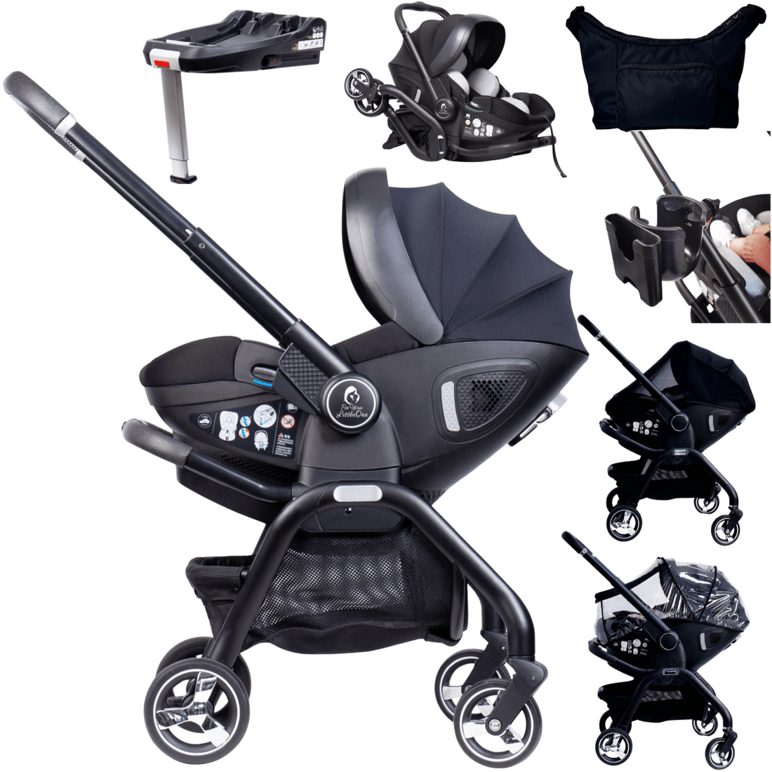 For Your Little One Qubi Infant Car Seat & Stroller Bundle – 7 Piece Set