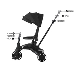 Foryourlittleone Xplor 6 in 1 Foldable Trike - Jet Black (10m-4y)