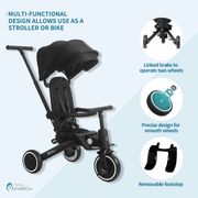 Foryourlittleone Xplor Plus 6 in 1 Foldable Trike - Jet Black (10m-4y) image 2
