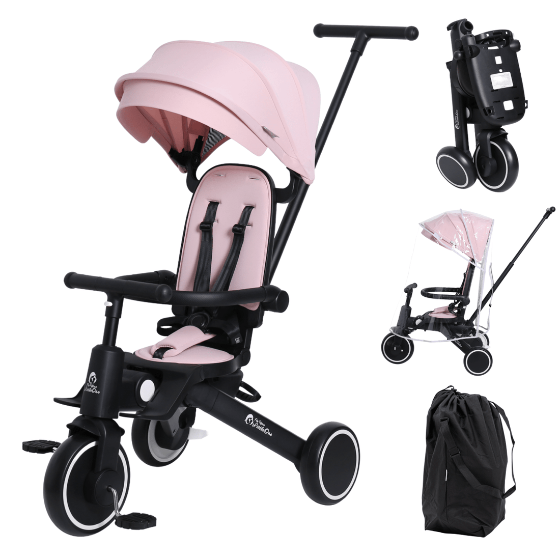 Foryourlittleone Xplor Plus 6 in 1 Foldable Trike - Pastel Pink (10m-4y)