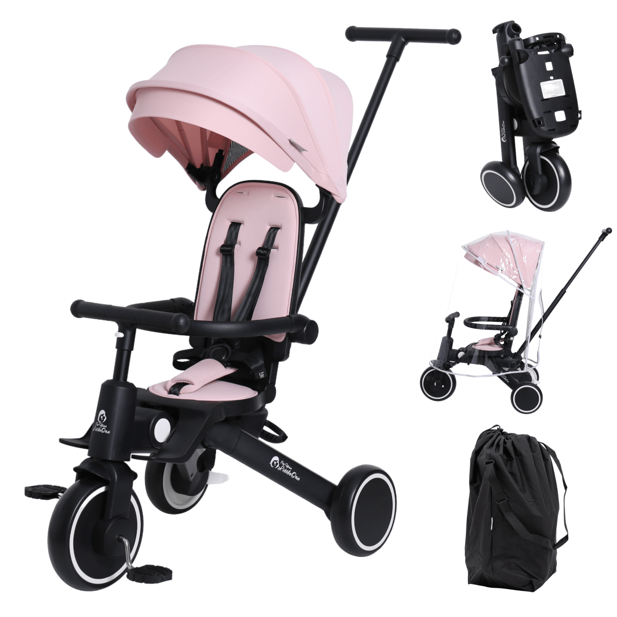 Foryourlittleone Xplor Plus 6 in 1 Foldable Trike – Pastel Pink (10m-4y)