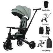 Foryourlittleone Xplor Ultimate 6 in 1 Foldable Trike - Green (10m-4y) image 1