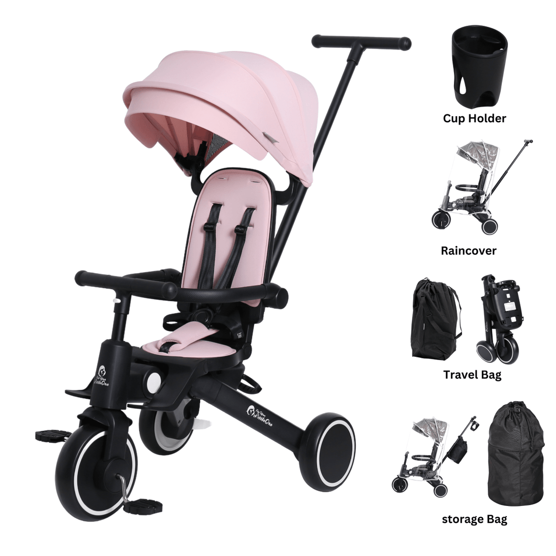 Foryourlittleone Xplor Ultimate 6 in 1 Foldable Trike - Pastel Pink