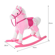 HOMCOM Plush Rocking Horse with Sound – Pink (3–6 Years) image 3