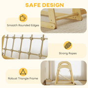 AIYAPLAY 6 in 1 Kids Climbing Frame with Slide, Monkey Bars, Gymnastics Rings, Ladder, Climbing Net, for 3-6 Years, Natural Tone image 6