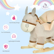 HOMCOM Plush Donkey Rocking Toy with Sound – Grey (18–36 Months) image 7
