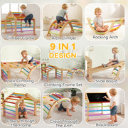 AIYAPLAY 9-in-1 Wooden Toddler Climbing Frame with Slide & Arch image 3