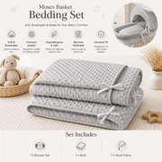 Grey Dimple Moses Basket Bedding Set (Basket Not Included!) image 3