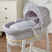 Grey Dimple White Wicker Baby Moses Basket With Stand image 6