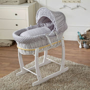 Grey Dimple White Wicker Baby Moses Basket With Stand image 1