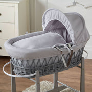 Grey Waffle Grey Wicker Baby Moses Basket With Stand image 6